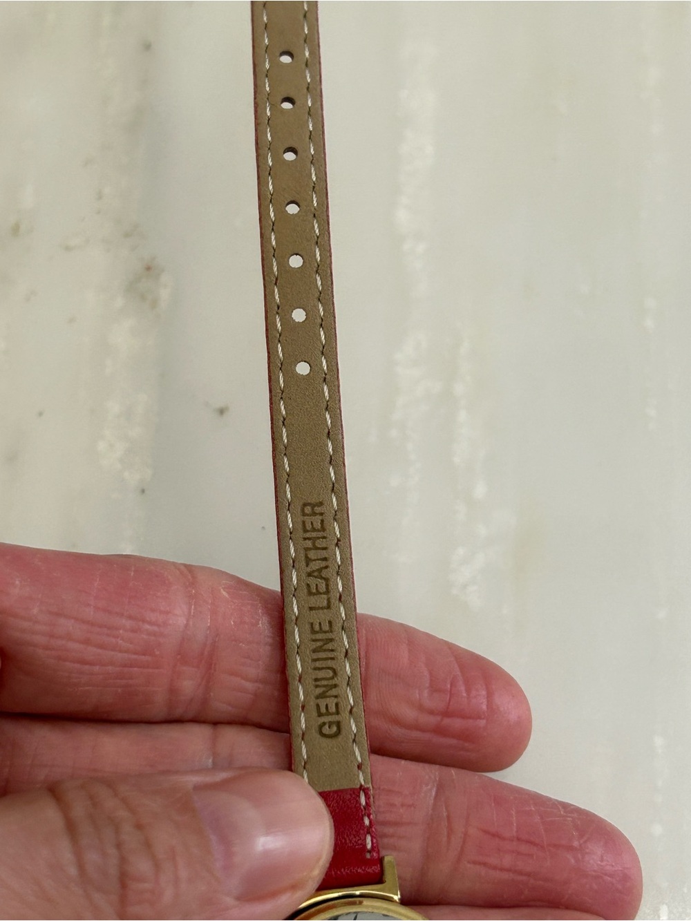 Anne Klein Classic Red Genuine Leather Strap Gold-Tone Women's Watch - Picture 7 of 11